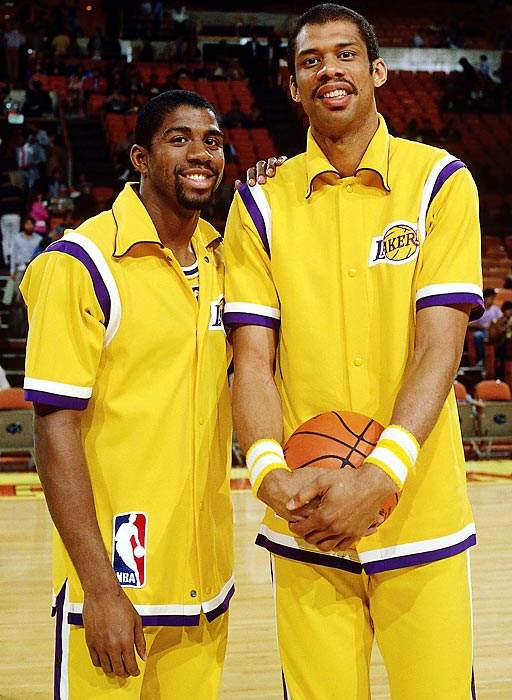 Kareem with Magic Johnson in 1984